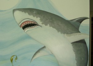 detail: Shark Wall, children's bathroom