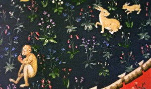 detail: French tapestry inspired mural